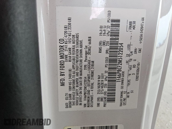 2021 Ford Mustang GT z VIN 1FA6P8CF2M5122054, wystawiony jako Copart lot #53919925 z przebiegiem 56 936 mil mil oraz Tytuł czysty. Historia ofert i sprzedaży dostępna na DreamBid. Obrazek 12.