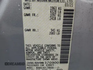 2021 Nissan Altima SV with VIN 1N4BL4DV4MN370900, listed as a Copart auction lot 61149325 with 71,427 mi miles and Salvage title. Bid and sale history available at DreamBid. Image 12.