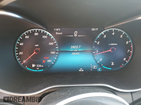 2020 Mercedes-Benz C 300 with VIN 55SWF8EB8LU327882, listed as a Copart auction lot 60080425 with 38,045 mi miles and Salvage title. Bid and sale history available at DreamBid. Image 9.