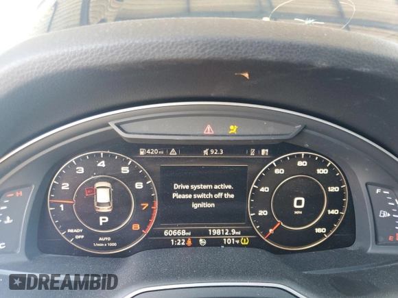 2019 Audi Q7 Premium Plus with VIN WA1LHAF74KD038661, listed as a Copart auction lot 63189585 with 60,668 mi miles and Salvage title. Bid and sale history available at DreamBid. Image 9.