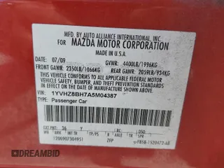 2010 Mazda 6 i Sport with VIN 1YVHZ8BH7A5M04387, listed as a Copart auction lot 53235575 with Not Provided miles and Non Repairable. Bid and sale history available at carsss.com. Image 14.