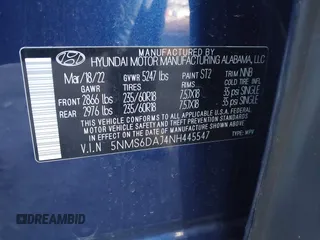 2022 Hyundai Santa Fe XRT with VIN 5NMS6DAJ4NH445547, listed as a IAAI auction lot 41396944 with 14,069 mi miles. Bid and sale history available at carsss.com. Image 9.