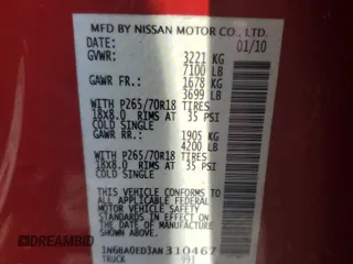 2010 Nissan Titan SE with VIN 1N6BA0ED3AN310467, listed as a Copart auction lot 62888895 with 230,343 mi miles and Salvage title. Bid and sale history available at DreamBid. Image 13.