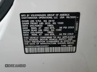 2021 Volkswagen Atlas SEL with VIN 1V2ER2CA3MC509997, listed as a Copart auction lot 83941054 with 77,462 mi miles and Salvage title. Bid and sale history available at DreamBid. Image 13.