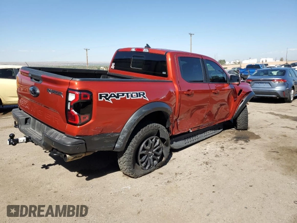 2024 Ford Ranger Raptor with VIN 1FTER4LR8RLE04575, listed as a Copart auction lot 75725034 with 5,742 mi miles and Salvage Title. Bid and sale history available at carsss.com. Image 3.