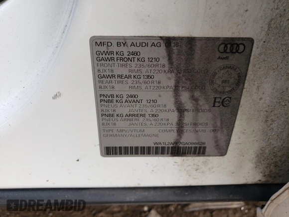 2016 Audi Q5 Premium Plus с VIN WA1L2AFP7GA096628, выставлен на аукционе Copart как лот 59742305 с пробегом 144 436 миль миль и Чистый • Clean title. История ставок и продаж доступна на DreamBid. Изображение 13.