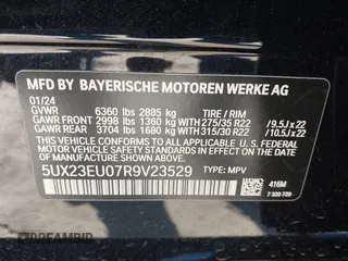 2024 BMW X5 xDrive40i z VIN 5UX23EU07R9V23529, wystawiony jako IAAI lot #41612999 z przebiegiem 18 886 mil mil oraz . Historia ofert i sprzedaży dostępna na DreamBid. Obrazek 9.