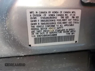 2004 Acura MDX Touring Pkg w/Navigation with VIN 2HNYD18854H549616, listed as a Copart auction lot 44373435 with 138,104 mi miles and Salvage Title. Bid and sale history available at carsss.com. Image 12.