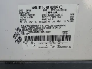 2017 Ford Explorer Sport with VIN 1FM5K8GTXHGA16039, listed as a Copart auction lot 49606295 with 89,697 mi miles and Salvage title. Bid and sale history available at DreamBid. Image 16.