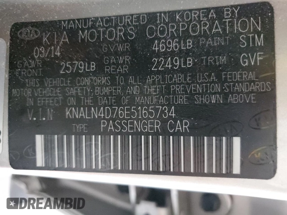 2014 Kia Cadenza Premium with VIN KNALN4D76E5165734, listed as a Copart auction lot 78521494 with 60,408 mi miles and Salvage Title. Bid and sale history available at carsss.com. Image 12.