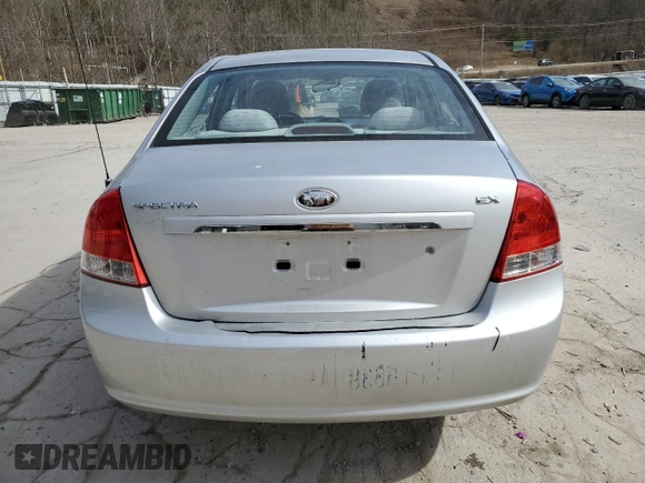 2009 Kia Spectra EX with VIN KNAFE221195655309, listed as a Copart auction lot 46620985 with 105,607 mi miles and Salvage Title. Bid and sale history available at DreamBid. Image 6.