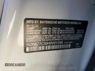 2017 BMW X3 sDrive28i with VIN 5UXWZ7C30H0V91598, listed as a Copart auction lot 46327115 with Not Provided miles and Non Repairable. Bid and sale history available at DreamBid. Image 14.