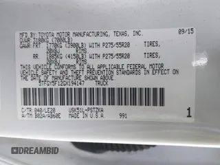 2016 Toyota Tundra 2WD SR5 with VIN 5TFGY5F12GX194147, listed as a IAAI auction lot 41877936 with 61,509 mi miles. Bid and sale history available at carsss.com. Image 9.