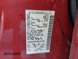 2004 Nissan Titan LE z VIN 1N6AA07B24N515239, wystawiony jako Copart lot #54713705 z przebiegiem 291 421 mil mil oraz Szkoda całkowita • Salvage title. Historia ofert i sprzedaży dostępna na DreamBid. Obrazek 12.