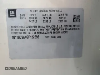 2016 Chevrolet Malibu Limited LS with VIN 1G11B5SA4GF122698, listed as a Copart auction lot 54274125 with 125,630 mi miles and Clean Title. Bid and sale history available at carsss.com. Image 12.