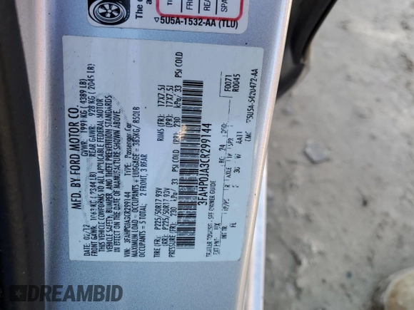 2012 Ford Fusion SEL with VIN 3FAHP0JA3CR299144, listed as a Copart auction lot 42769375 with 84,628 mi miles and Salvage Title. Bid and sale history available at carsss.com. Image 12.