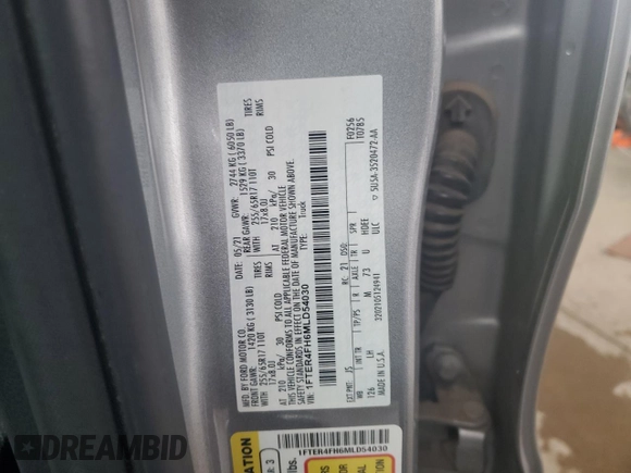 2021 Ford Ranger XL with VIN 1FTER4FH6MLD54030, listed as a Copart auction lot 61421375 with 69,657 mi miles and Salvage title. Bid and sale history available at DreamBid. Image 12.