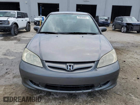 2005 Honda Civic LX with VIN 2HGES16505H608324, listed as a Copart auction lot 53636065 with 176,303 mi miles and Clean Title. Bid and sale history available at DreamBid. Image 5.