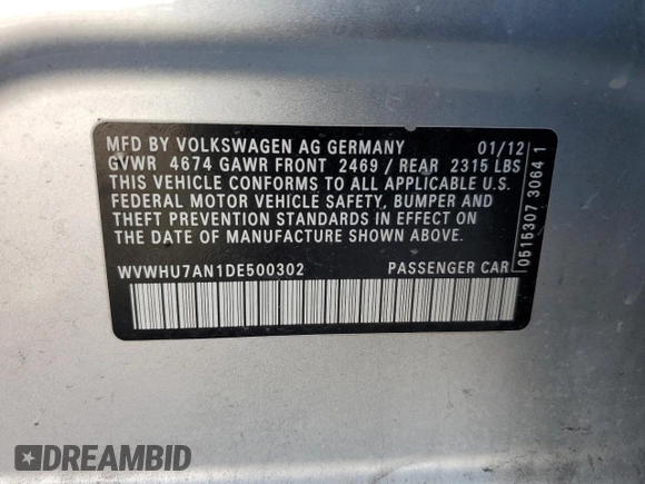 2013 Volkswagen CC VR6 Lux with VIN WVWHU7AN1DE500302, listed as a Copart auction lot 41916625 with 75,550 mi miles and Salvage Title. Bid and sale history available at carsss.com. Image 14.