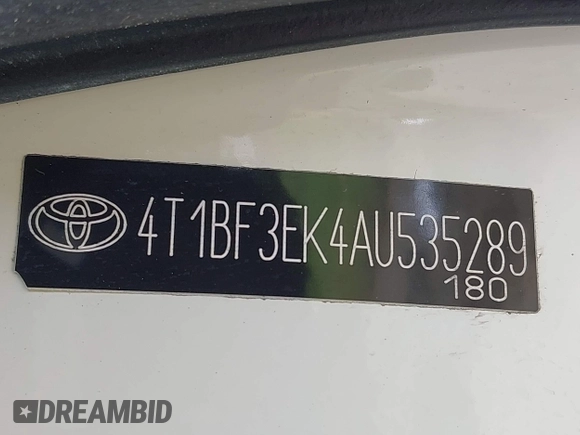 2010 Toyota Camry with VIN 4T1BF3EK4AU535289, listed as a IAAI auction lot 42073313 with 254,916 mi miles and . Bid and sale history available at DreamBid. Image 9.