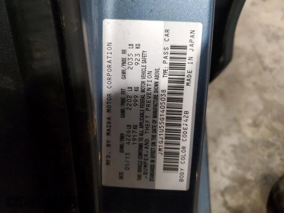 2016 Mazda 6 i Sport with VIN JM1GJ1U55G1405038, listed as a Copart auction lot 51106835 with 144,241 mi miles and Salvage Title. Bid and sale history available at DreamBid. Image 12.