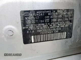2018 Hyundai Ioniq Limited z VIN KMHC85LC3JU063933, wystawiony jako Copart lot #59739945 z przebiegiem 155 430 mil mil oraz Szkoda całkowita • Salvage title. Historia ofert i sprzedaży dostępna na DreamBid. Obrazek 14.