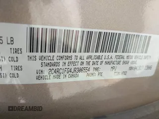 2018 Chrysler Pacifica Touring Plus with VIN 2C4RC1FG4JR306554, listed as a IAAI auction lot 41984255 with 107,109 mi miles and . Bid and sale history available at DreamBid. Image 9.