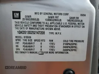 2005 GMC Envoy SLT with VIN 1GKDS13S252147208, listed as a Copart auction lot 81227194 with 247,760 mi miles and Salvage Title. Bid and sale history available at carsss.com. Image 13.