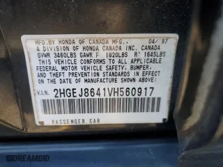 1997 Honda Civic EX with VIN 2HGEJ8641VH560917, listed as a Copart auction lot 83333374 with 112,889 mi miles and Clean Title. Bid and sale history available at carsss.com. Image 12.