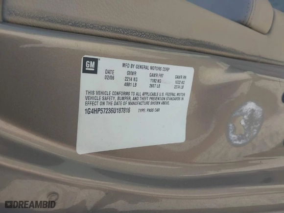 2006 Buick Lucerne CX with VIN 1G4HP57236U187816, listed as a IAAI auction lot 41880393 with 158,810 mi miles. Bid and sale history available at carsss.com. Image 9.