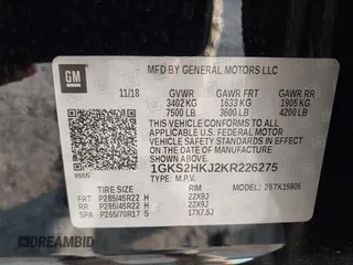 2019 GMC Yukon XL Denali with VIN 1GKS2HKJ2KR226275, listed as a IAAI auction lot 41552828 with 82,069 mi miles. Bid and sale history available at carsss.com. Image 9.