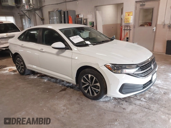 2024 Volkswagen Jetta S with VIN 3VW5M7BU9RM071109, listed as a IAAI auction lot 41517014 with 4,523 mi miles and . Bid and sale history available at DreamBid. Image 1.