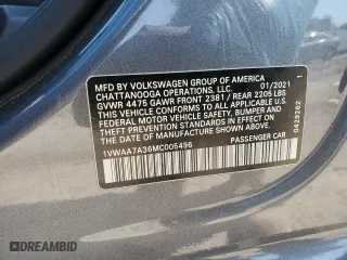 2021 Volkswagen Passat 2.0T S with VIN 1VWAA7A36MC005496, listed as a Copart auction lot 46418085 with 30,880 mi miles and Non Repairable. Bid and sale history available at carsss.com. Image 12.