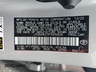 2023 Toyota Corolla LE with VIN JTDB4MEE9P3005828, listed as a Copart auction lot 47318595 with 15,593 mi miles and Salvage Title. Bid and sale history available at carsss.com. Image 12.