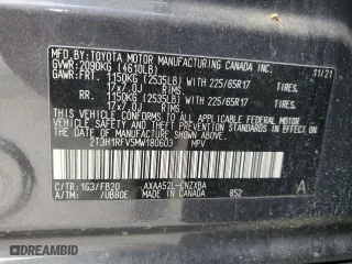 2021 Toyota RAV4 LE with VIN 2T3H1RFV5MW180603, listed as a Copart auction lot 44536625 with 37,801 mi miles and Salvage Title. Bid and sale history available at carsss.com. Image 15.