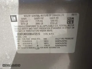 2011 Chevrolet Equinox LT w/2LT with VIN 2CNFLNECXB6472519, listed as a IAAI auction lot 41681648 with 79,502 mi miles. Bid and sale history available at carsss.com. Image 9.