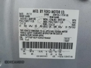 2013 Ford F-150 XL with VIN 1FTNF1EF1DKD18422, listed as a Copart auction lot 60197545 with 82,179 mi miles and Clean title. Bid and sale history available at DreamBid. Image 12.