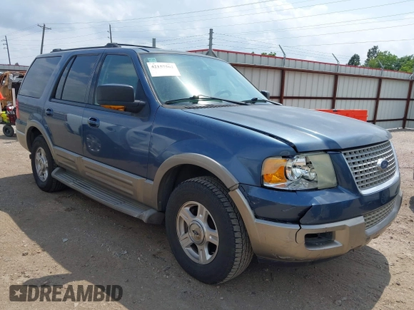 2003 Ford Expedition Eddie Bauer z VIN 1FMRU17W33LC46079, wystawiony jako IAAI lot #42157562 z przebiegiem 235 209 mil mil oraz . Historia ofert i sprzedaży dostępna na DreamBid. Obrazek 1.
