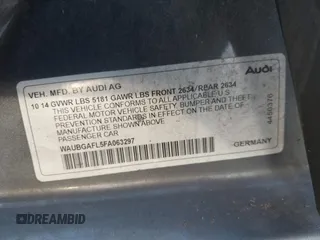2015 Audi S4 Premium Plus with VIN WAUBGAFL5FA063297, listed as a IAAI auction lot 41334941 with 98,503 mi miles. Bid and sale history available at carsss.com. Image 9.