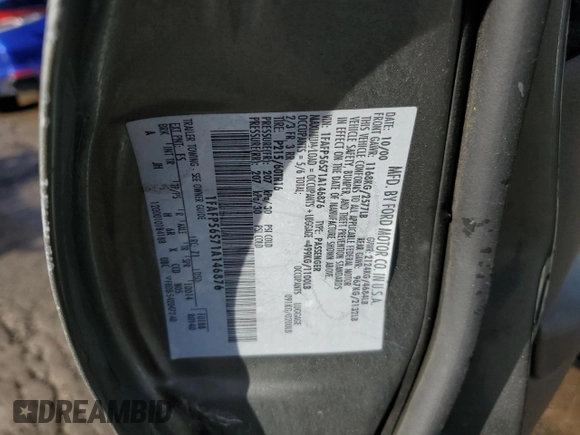 2001 Ford Taurus SEL with VIN 1FAFP56S71A146876, listed as a Copart auction lot 45480415 with 96,424 mi miles and Salvage title. Bid and sale history available at DreamBid. Image 12.