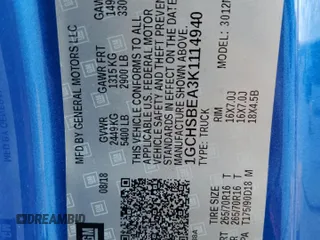 2019 Chevrolet Colorado 2WD Work Truck z VIN 1GCHSBEA3K1114940, wystawiony jako Copart lot #57043235 z przebiegiem 48 198 mil mil oraz Nie do naprawy • Non repairable. Historia ofert i sprzedaży dostępna na DreamBid. Obrazek 12.