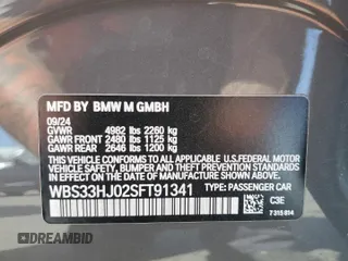 2025 BMW M3 Competition xDrive z VIN WBS33HJ02SFT91341, wystawiony jako Copart lot #53857085 z przebiegiem 5134 mil mil oraz Szkody całkowita. Historia ofert i sprzedaży dostępna na DreamBid. Obrazek 13.