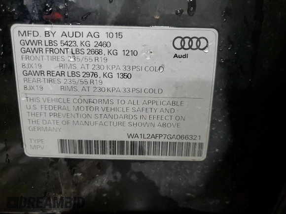 2016 Audi Q5 Premium Plus z VIN WA1L2AFP7GA066321, wystawiony jako Copart lot #58370655 z przebiegiem 93 805 mil mil oraz Szkoda całkowita • Salvage title. Historia ofert i sprzedaży dostępna na DreamBid. Obrazek 13.