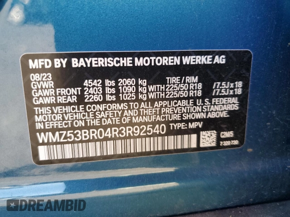 2024 MINI Countryman Cooper S с VIN WMZ53BR04R3R92540, выставлен на аукционе Copart как лот 79319024 с пробегом 6 970 миль миль и Списание • Salvage title. История ставок и продаж доступна на DreamBid. Изображение 14.