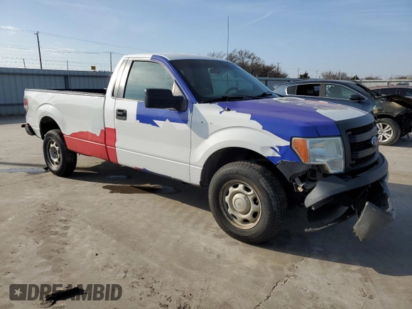 2014 Ford F-150 XL with VIN 1FTMF1CM2EKD70205, listed as a Copart auction lot 43963335 with 214,912 mi miles and Salvage title. Bid and sale history available at DreamBid. Image 4.