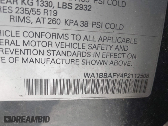 2023 Audi Q5 Premium Plus with VIN WA1BBAFY4P2112508, listed as a IAAI auction lot 40892423 with 24,492 mi miles and . Bid and sale history available at DreamBid. Image 9.