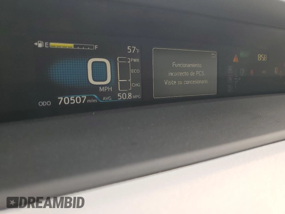 2017 Toyota Prius Two with VIN JTDKBRFU5H3565999, listed as a Copart auction lot 52558265 with 70,507 mi miles and Salvage Title. Bid and sale history available at DreamBid. Image 9.