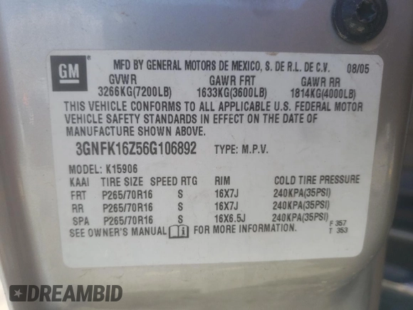 2006 Chevrolet Suburban Z71 with VIN 3GNFK16Z56G106892, listed as a Copart auction lot 83255824 with 226,609 mi miles and Clean Title. Bid and sale history available at carsss.com. Image 13.