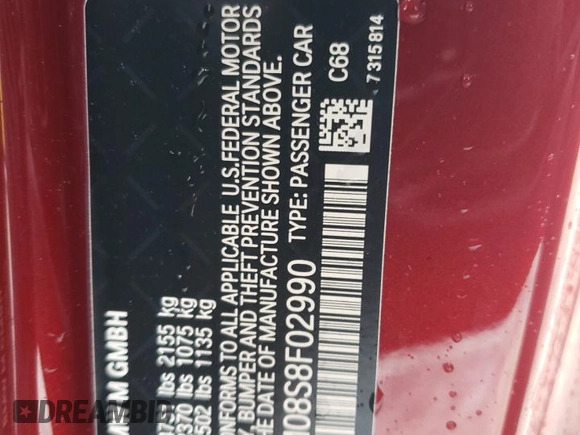 2025 BMW M2 with VIN 3MF23DM08S8F02990, listed as a Copart auction lot 46709765 with 4,373 mi miles and Salvage Title. Bid and sale history available at carsss.com. Image 15.