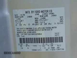 2008 Ford F-150 XL with VIN 1FTRF12218KD25864, listed as a IAAI auction lot 42401225 with 211,038 mi miles and . Bid and sale history available at DreamBid. Image 9.